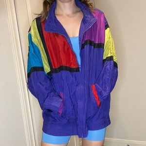 🟪🟥🟦🟩 Color Block Forelli Silk Windbreaker🟩🟦🟥🟪